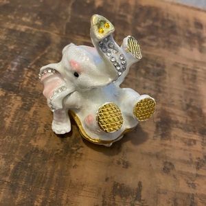 Elephant Enamel & Rhinestone Treasure Box